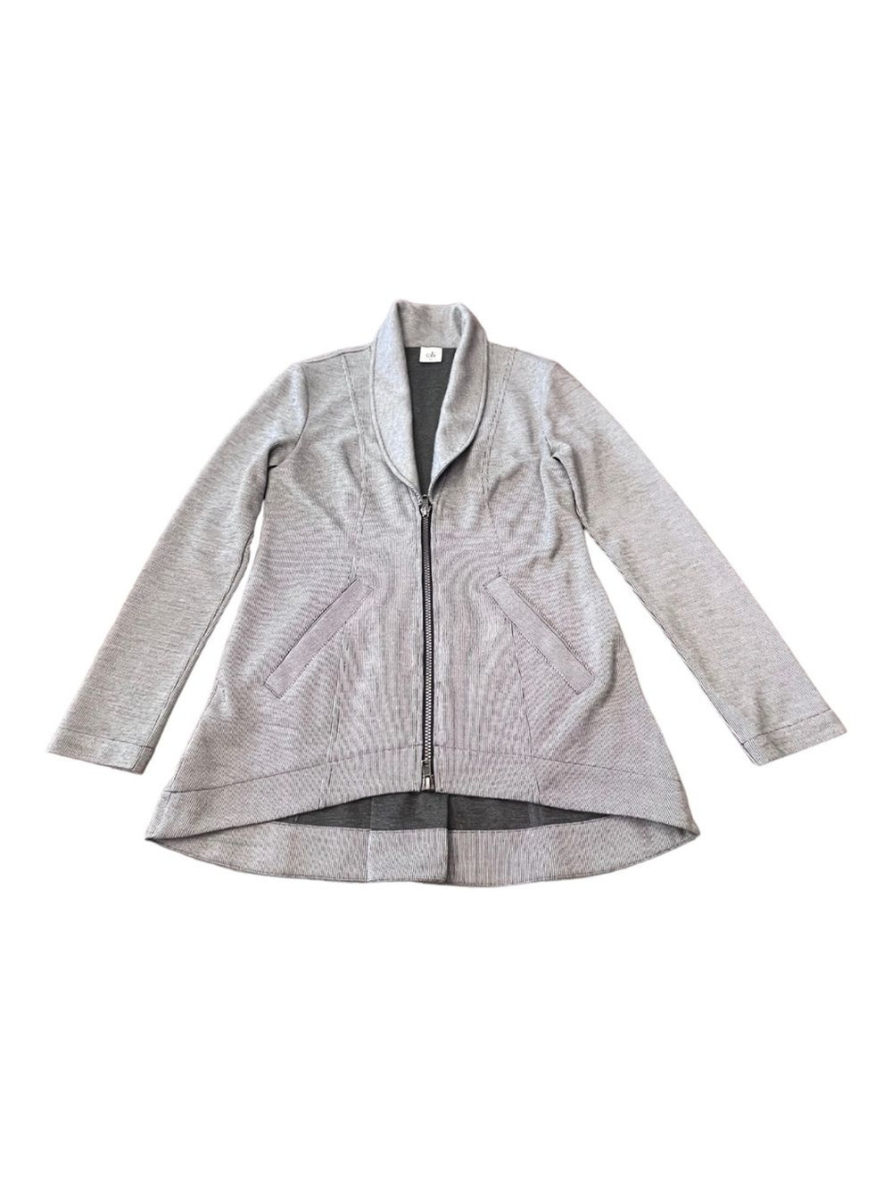 CAbi Pinstripe Drop-Off Gray High-Low Jacket Women's Size XS Style #5300